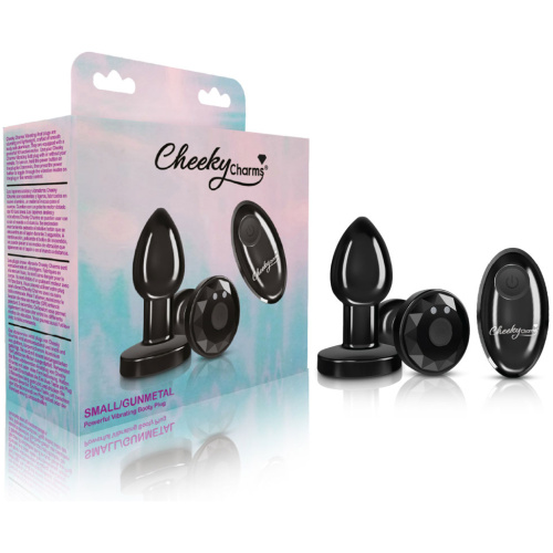 Cheeky Charms - Rechargeable Vibrating Metal Butt  Plug With Remote Control - Gunmetal - Small