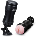 Zolo Solo Flesh Discreet Suction Mounted Masturbator - Black