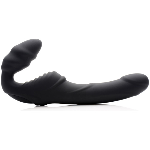Slim Rider Ribbed Vibrating Silicone Strapless Strap-On