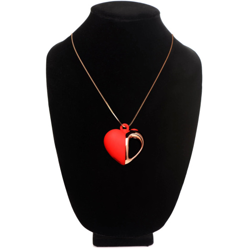 10x Vibrating Silicone Heart Necklace - Rose Gold/ Red