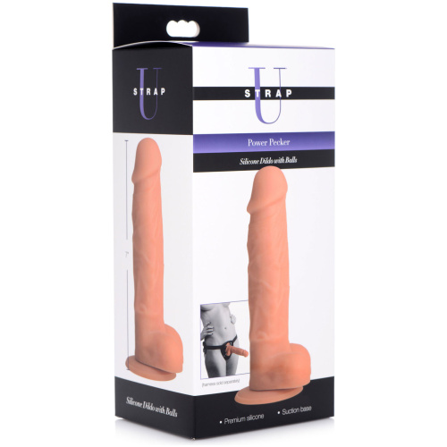 Power Pecker 7 Inch Silicone Dildo With Balls - Flesh