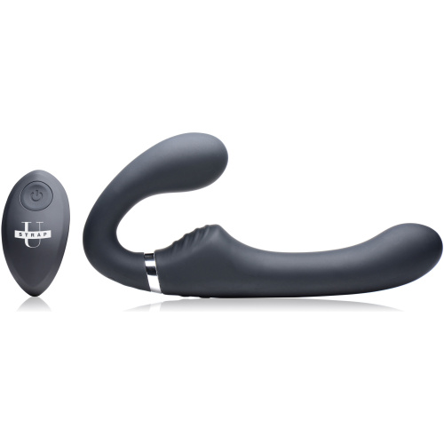 10x Mighty Rider Vibrating Strapless Strap-on Black