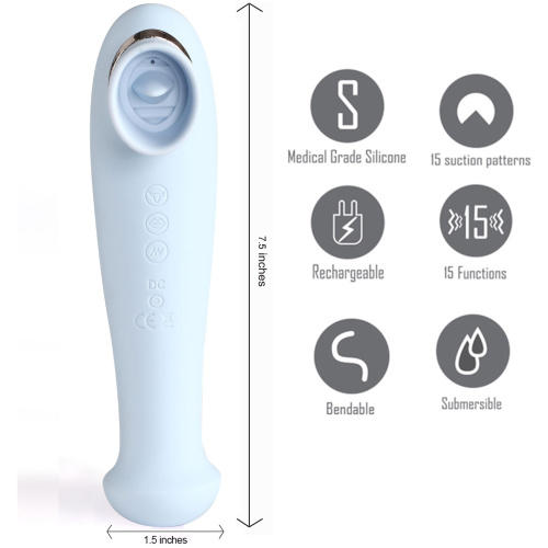 Destiny 15-Function Rechargeable Vibrating - Suction Wand - Blue