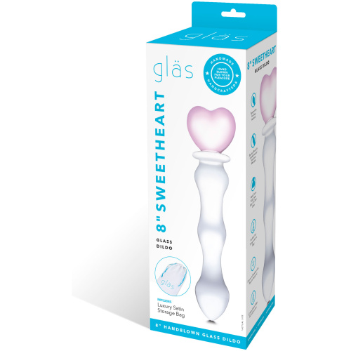 8 Inch Sweetheart Glass Dildo - Pink/clear