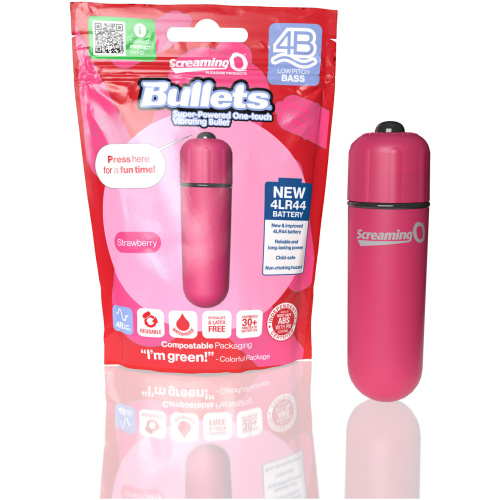 Screaming O 4b - Bullet - Super Powered One Touch Vibrating Bullet - Strawberry