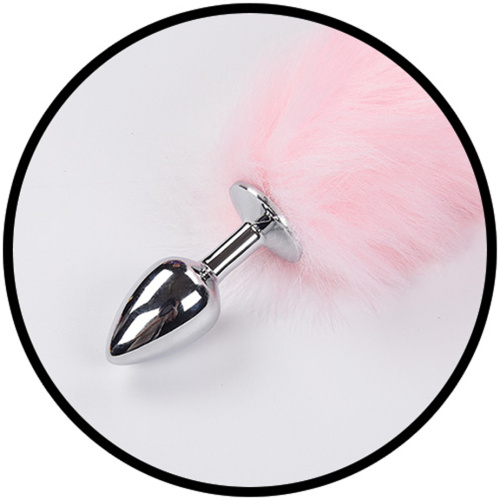 Foxy Tail - Light Up Faux Fur Butt Plug - Pink Plug - Pink