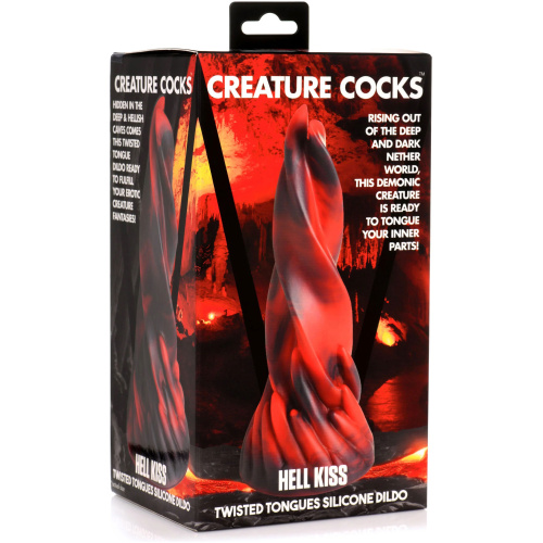 Hell Kiss Twisted Tongues Silicone Dildo - Red
