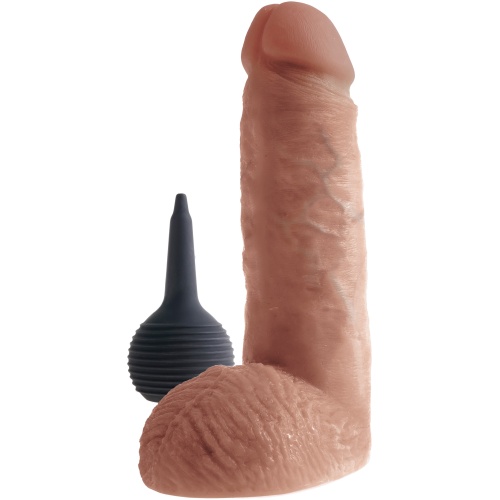 King Cock 8 Inch Squirting Cock With Balls -Tan