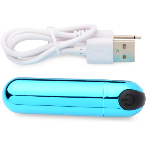 10x Rechargeable Vibrating Metallic Bullet - Blue
