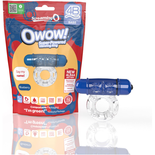 Screaming O 4b - Owow Super Powered Vibrating Ring - Blueberry