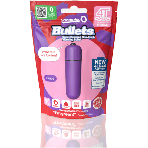 Screaming O 4t - Bullet - Super Powered One Touch Vibrating Bullet - Grape