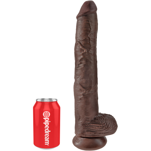 King Cock 14 Inch Cock With Balls - Brown