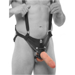 King Cock 10 Inch Hollow Strap-on Suspender System - Flesh