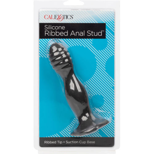 Silicone Ribbed Anal Stud - Black