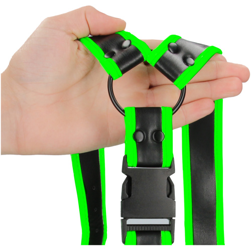 Bonded Leather Buckle Harness - Small/medium - Glow in the Dark