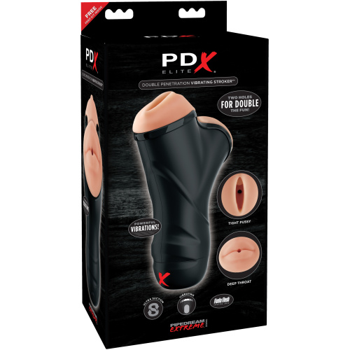 Pdx Elite Double Penetration Vibrating Stroker