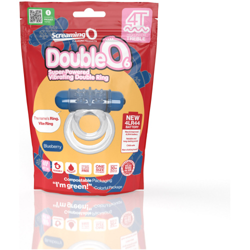 Screaming O 4t - Double O 6 Super Powered Vibrating Double Ring - Blueberry
