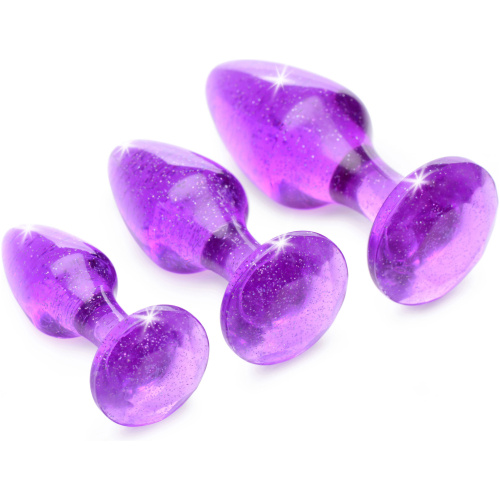 Glitter Gem Anal Plug Set - Purple