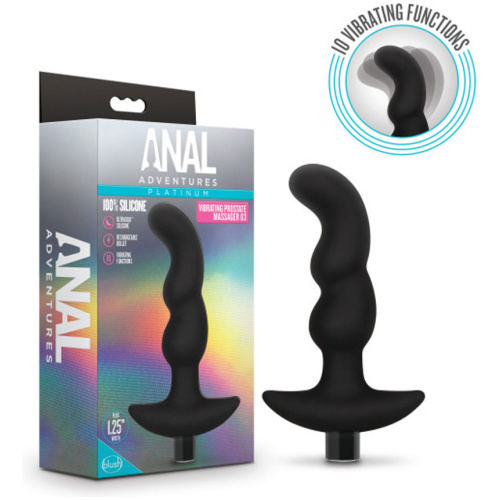 Anal Adventures - Platinum - Silicone Vibrating  Prostate Massager 03 - Black