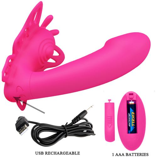 Pretty Love Katherine Wearable Butterfly Vibrator  - Fuchsia