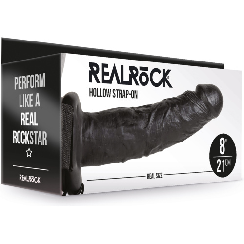 Hollow Strap-on Without Balls 8 Inch - Black