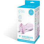 5 Inch Rosebud Glass Butt Plug - Pink