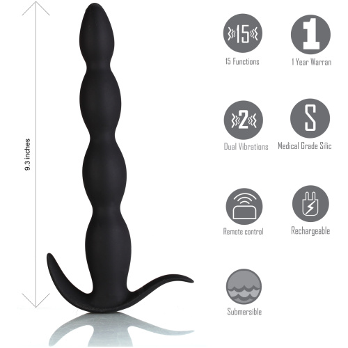 Mason Remote Control Silicone Butt Plug - Black