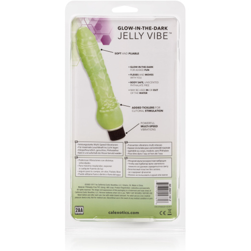 Glow-in-the-Dark Jelly Penis Vibe 7 Inches - Green