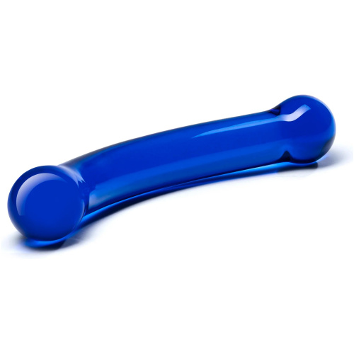 6 Inch Curved G-Spot Blue Glass Dildo
