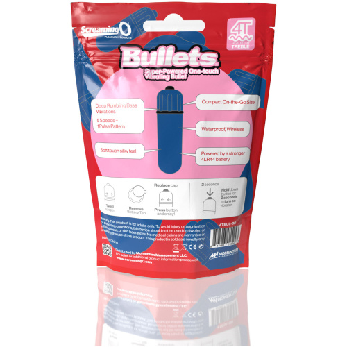 Screaming O 4t - Bullet - Super Powered One Touch  Vibrating Bullet - Blueberry