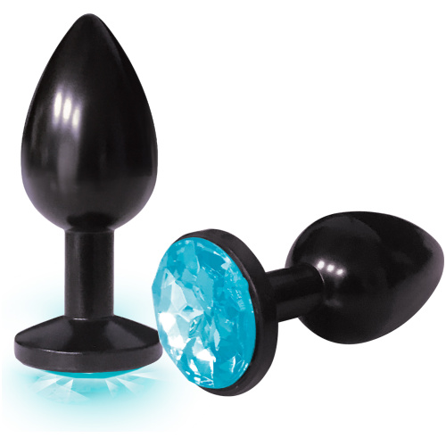 The 9's the Silver Starter Anodized Bejeweled Stainless Steel Plug - Aqua