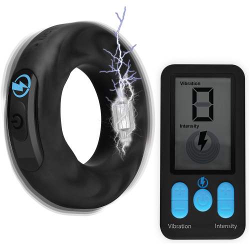 E-Stim Pro Silicone Cock Ring With Remote - Black