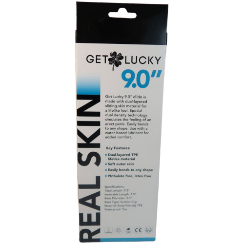 Get Lucky 9 Inch Real Skin Dildo - Dark Brown
