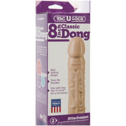 Vac-U-Lock 8 Inch Classic Dong - White