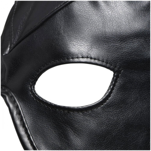 Dungeon Demon Bondage Hood With Horns - Black