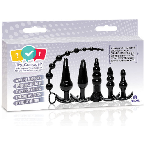 The 9's Try-Curious Anal Plug Kit - Black