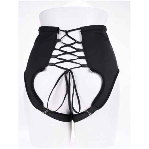 High Waisted Corset Strap on - Black