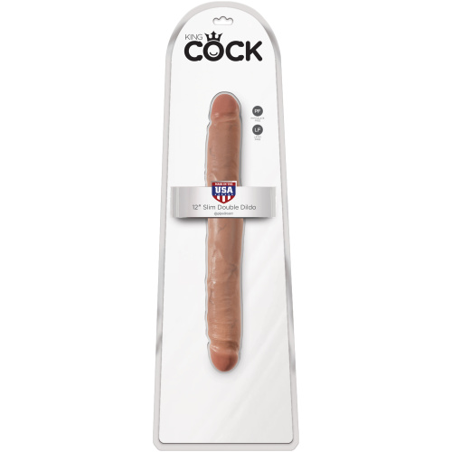 King Cock 12 Inch Slim Double Dildo - Tan