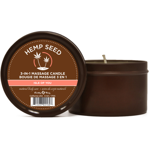 Hemp Seed 3-in-1 Massage Candle - Isle of You - 6 Oz.