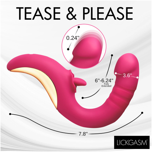 Tease and Please Thrusting and Licking Vibrator - Fuchsia