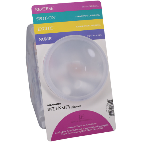Intimate Enhancements - Intensify Pleasure - Fishbowl Display - 100 Pieces - 0.35 Oz Tubes