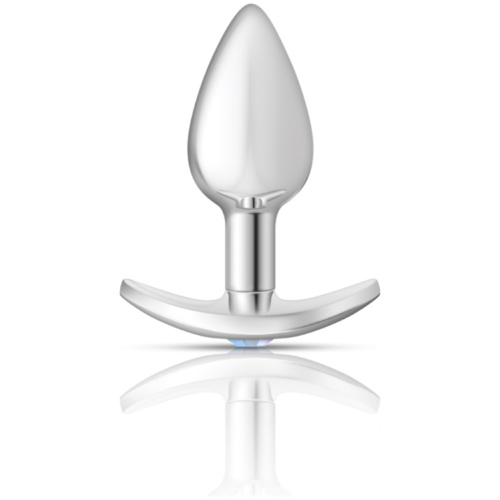 Cheeky Charms-Silver Metal Butt Plug Kit -Clear/bright Pink