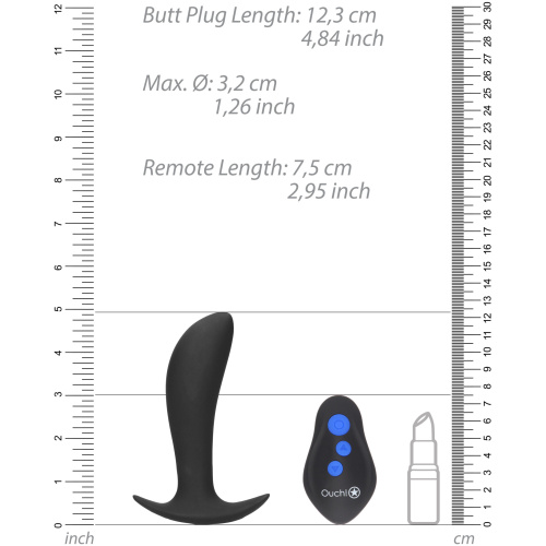 E-Stimulation and Vibration Butt Plug With Wireless Remote Control - Black