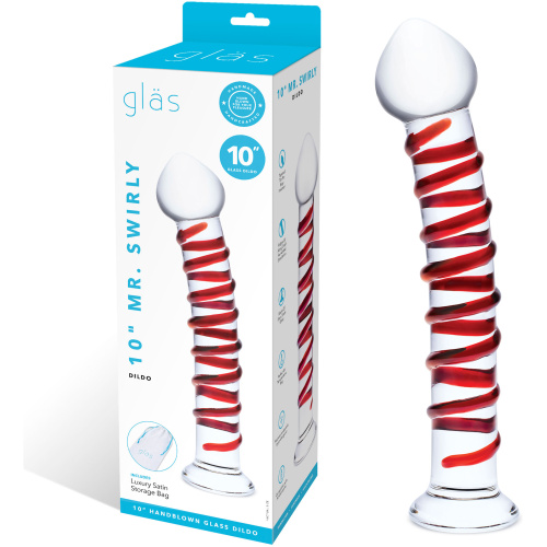 10 Inch Mr. Swirly Dildo - Red/clear