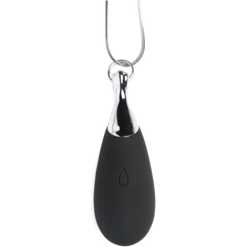 10x Vibrating Silicone Teardrop Necklace - Black