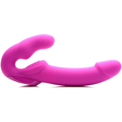 Evoke Rechargeable Vibrating Silicone Strapless Strap on - Pink