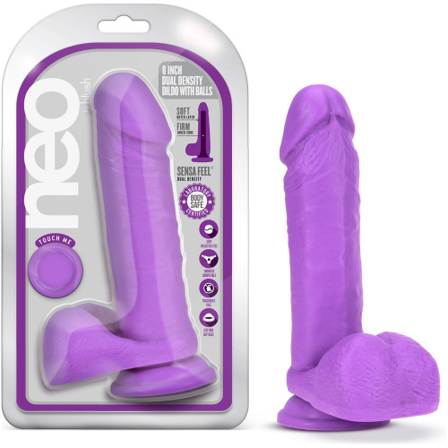 Neo - 8 Inch Dual Density Dildo - Neon Purple