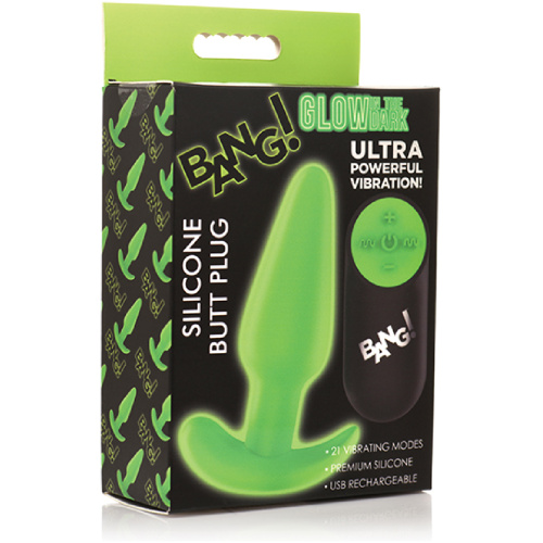 Glow in the Dark Butt Plug With Remote - Green