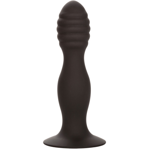 Silicone Ribbed Anal Stud - Black