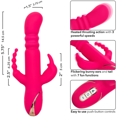Jack Rabbit Signature Heated Silicone Triple Fantasy Rabbit - Pink